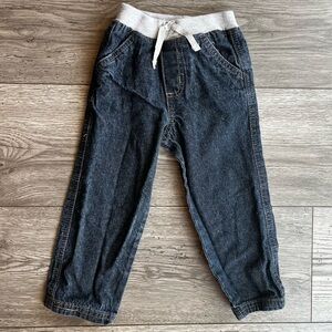 Toddler Boy Dark Wash Jeans with Elastic Waistband & Drawstring